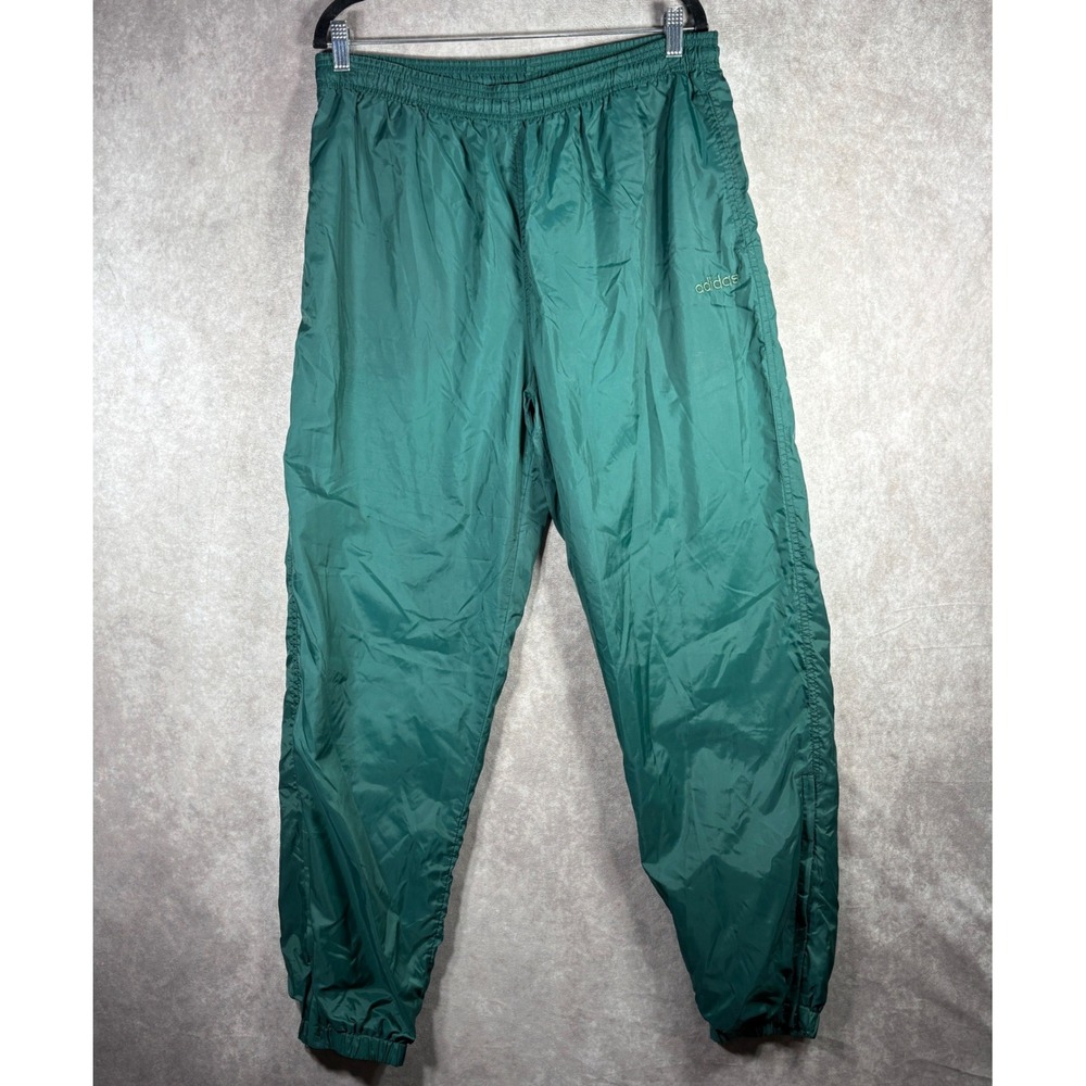 Vintage Adidas Track Pants Mens L Green Windbreaker‎ Joggers Ankle Zip Athletic